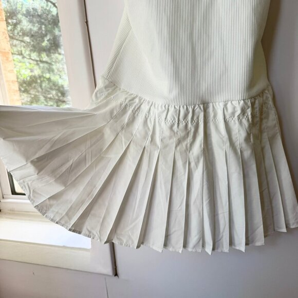 New Free People Tie Breaker Tennis Dress Drop Waist Pleated Skirt White Medium - Picture 5 of 10